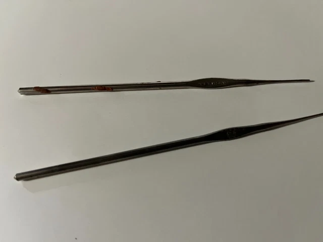 3 Vintage Crochet Hooks 2 Metal and I Bone Made in USA and England