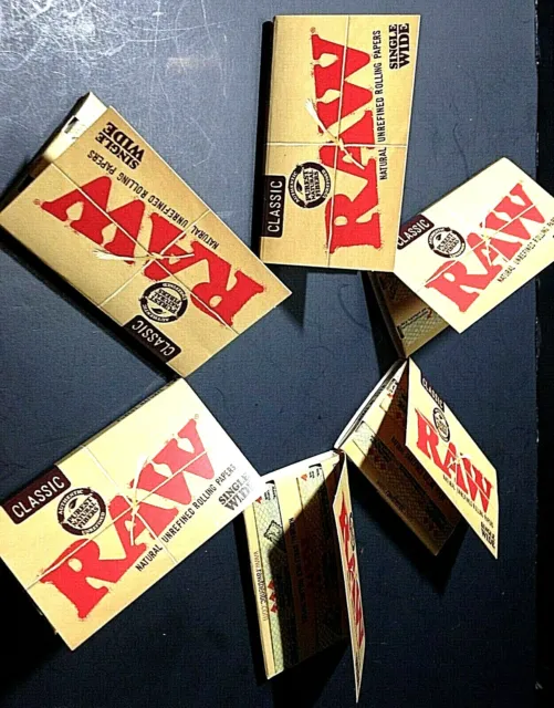 RAW CLASSIC Single Wide Double Feed Natural Rolling Papers 6 pk/100pp FREE2Ship!