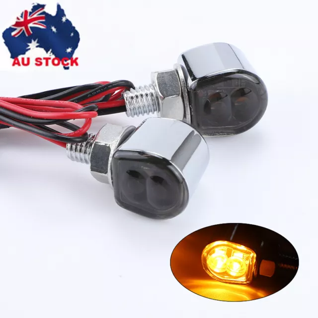 2x Chrome Motorcycle LED Indicator Turn Signal Blinker Amber Light Universal 12V