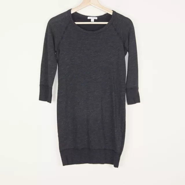 James Perse Raglan Sweatshirt Dress Dark Gray Supima Cotton Womens Sz 0 US XS