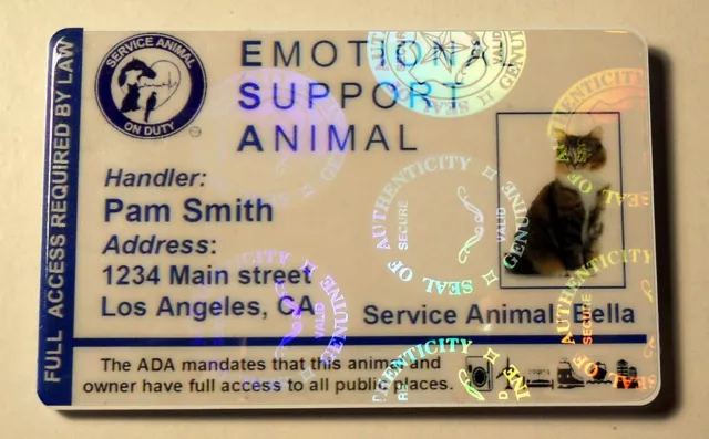 Hologram Feline Emotional Support Animal ID Card / Badge Service Cat  ESA  32 3