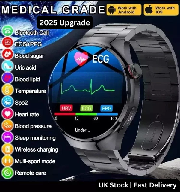 Blood Pressure Smart Watch With Ecg Uk UK 2025 NEW Medical Grade