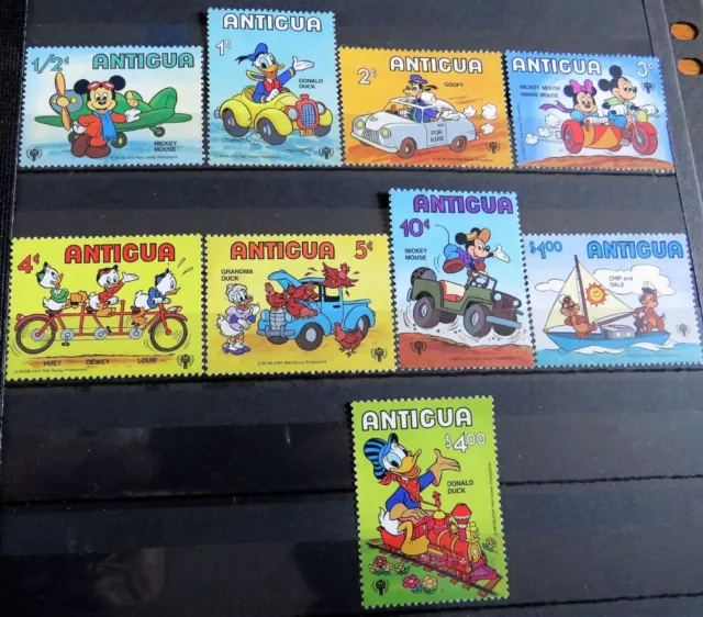 Antigua 9 Stamps 1980 - Walt Disney - Full Set  Mint LH