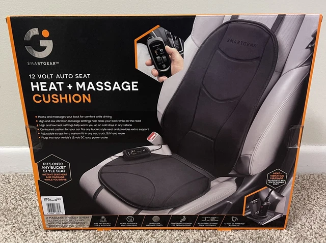 SmartGear 12Volt Auto Seat Heat+Massage Cushion, Fits Onto Any Bucket Style Seat