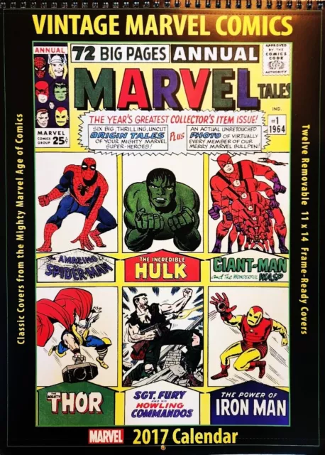 Marvel 2017 Vintage Calendar-Captain America Spider-Man Daredevil Hulk Thor More