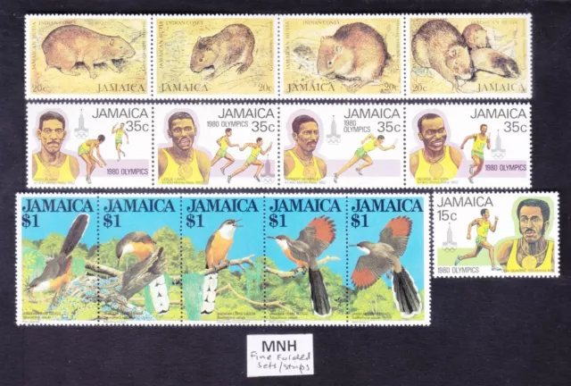 SEPHIL JAMAICA 1980 OLYMPIC GAMES BIRDS INDIAN CONEY 14v MNH FOLDED SETS/STRIPS