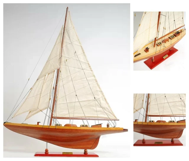 DISPLAY SAILBOAT MODEL 32-Inch Shamrock J-Class America's Cup Yacht Home Decor