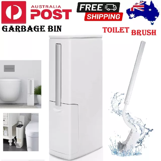 1x Dustbin Garbage Bin Bathroom Trash Can W/ Toilet Brush Waste Holder Basket Au