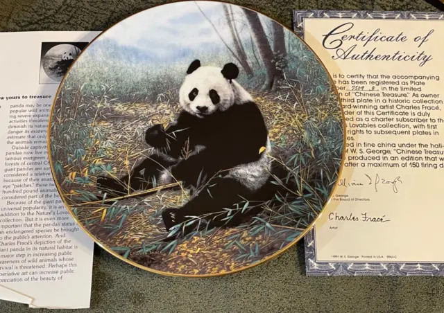 W.S. GEORGE Nature's Lovables "CHINESE TREASURE" Panda Bear COLLECTOR PLATE # 3