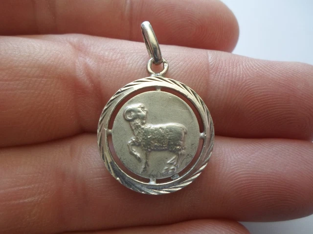 Pendentif Argent Massif Signe Astrologique Bélier - Émaillé - Occasion