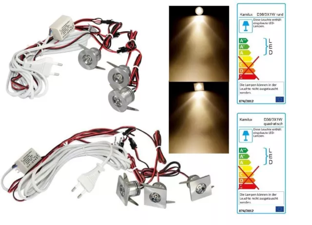LED Punti di Luce 3er Set Completo Bianco Caldo 1Watt=10Watt con Trasformatore