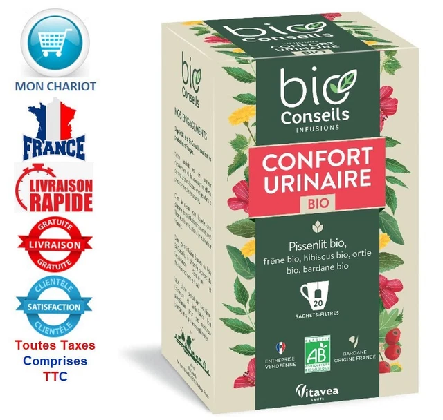Bio Conseils - Infusion bio Confort urinaire - 2 Boîtes x 20 Sachets Chacune
