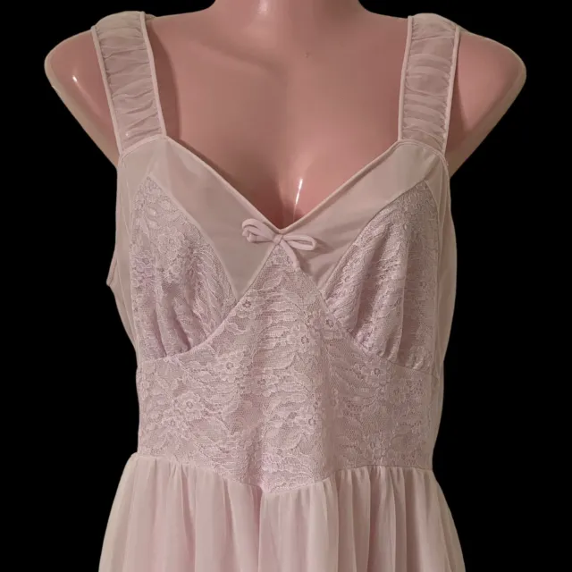 Vtg Faerie Women's Nightgown Size 32 Lavender Chiffon Sheer 2