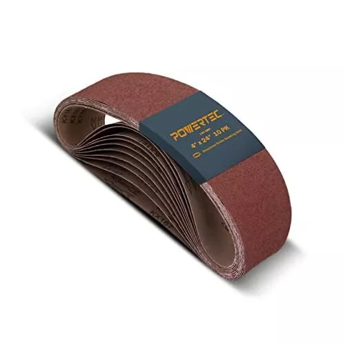 Cinturones de lijado POWERTEC 110010 4 x 24 pulgadas | lijado de óxido de aluminio 120 grano B...