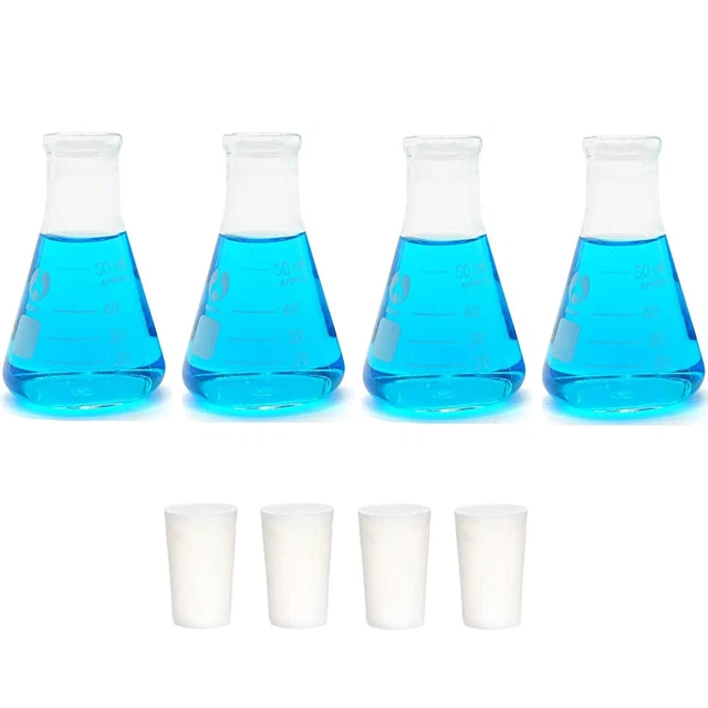 BOMEX Glass Flask Erlenmeyer Flask Set Narrow Mouth Graduated Flasks (Flask50Ml
