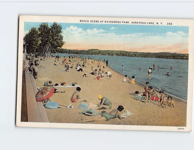 POSTCARD BEACH SCENE at Kaydeross Park Saratoga Lake New York USA $20. ...