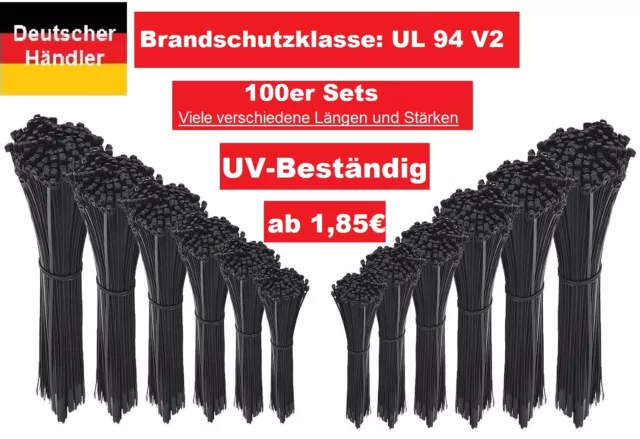 100x Profi-Kabelbinder Weiß, Nylon, UV-beständig, Brandschutz UL