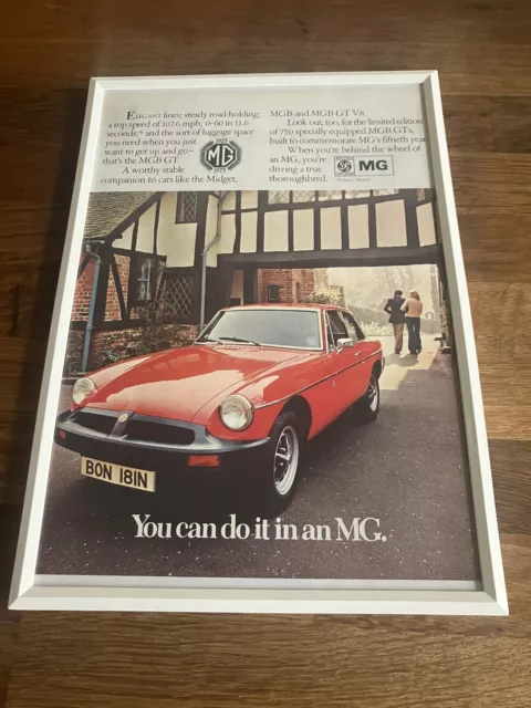 Framed Print Classic MG MGB GT Coupe Magazine Advert Picture Man Cave Wall Art c 2