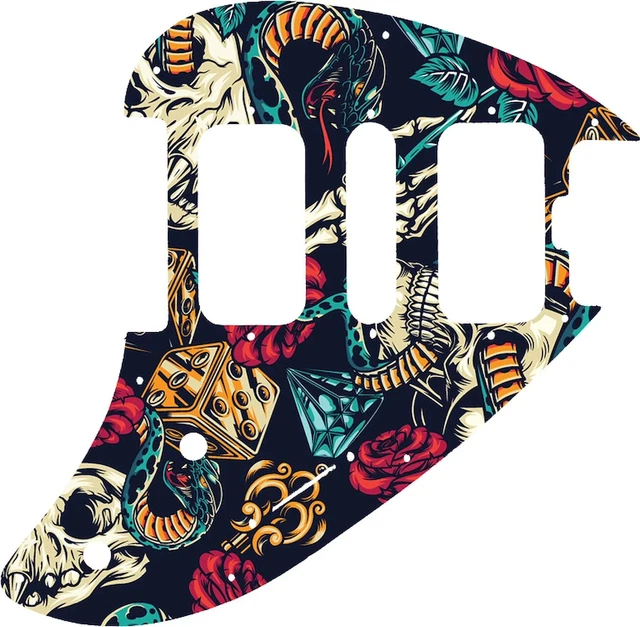WD Custom Pickguard For Music Man Silhouette #GT03 Vintage Flash Tattoo Graphic WD Custom Pickguard For Music Man Silhouette #GT03 Vintage Flash Tattoo Graphic