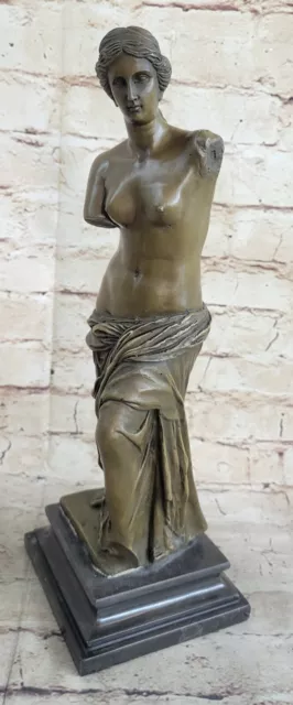 Bronze Marmor Basis Venus De Milo / Griechische Göttin Aphrodite Handgefertigt