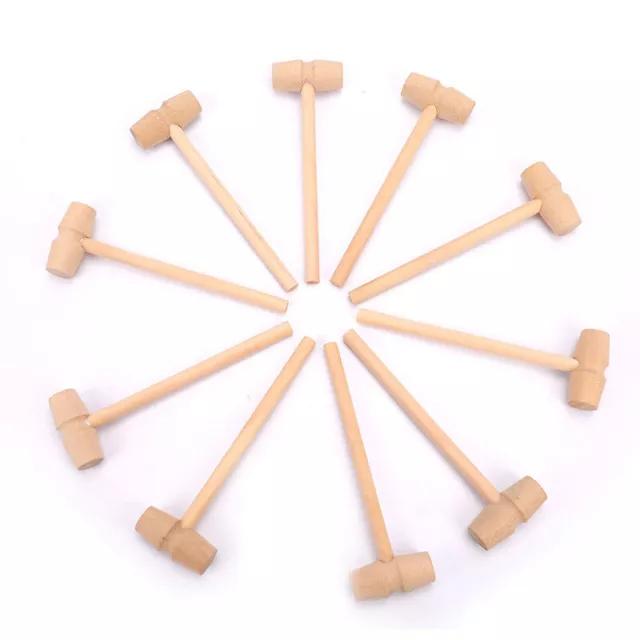 10 Pieces Mini Wooden Hammer Balls Toy Pounder Replacement Wood Mallets 3Cyu