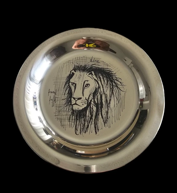 Franklin Mint 1976 Bernard Buffet Lion Sterling Silver Plate Limited Edition
