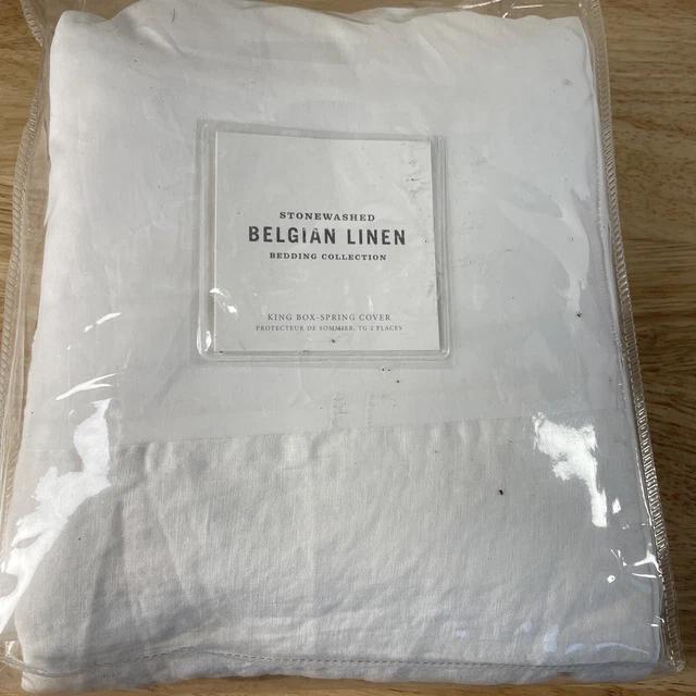 Restoration Hardware Stonewashed Belgian Linen Box Spring Cover King Fog NEW Restoration Hardware Stonewashed Belgian Linen Box Spring Cover King Fog NEW