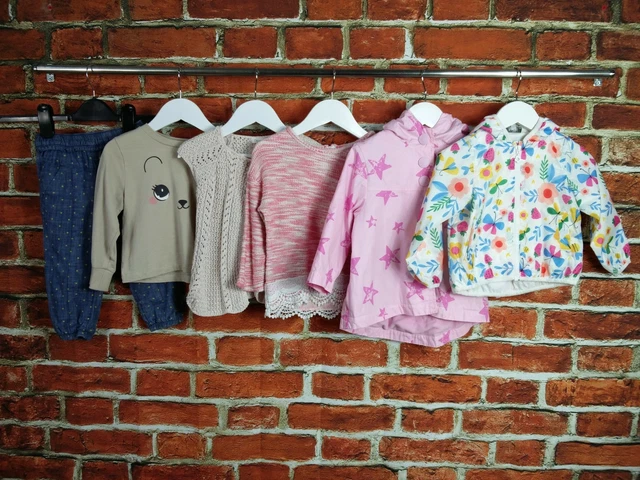Baby Girls Bundle Age 12-18 Months Next H&M Etc Pullover Trousers Rain Mac 86Cm