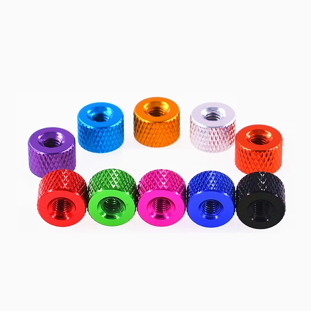6#-32 Round Knurled Thumb Nut Hand Grip Knob Nut Aluminum Alloy Model Diy Refit