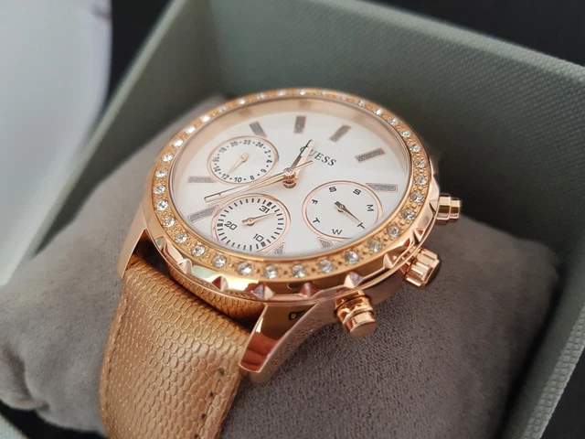 LADIES GUESS WATCH -W0903L3 Melody Rose Gold Chrono Dial rrp  display picture 1