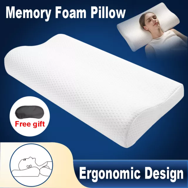 Memory Foam Pillow Contour Neck Back Support Orthopaedic Firm Head Pillows White