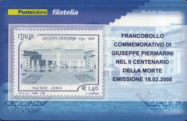 Italia 2008 Giuseppe Piermarini Villa Reale Monza Tessera Filatelica Francobollo