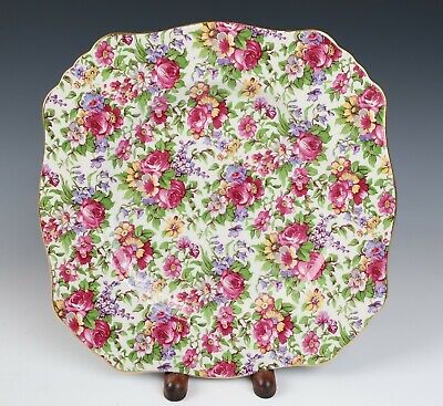 Royal Winton SUMMERTIME Limited Edition Chintz 9.25" Square Ascot Luncheon Plate