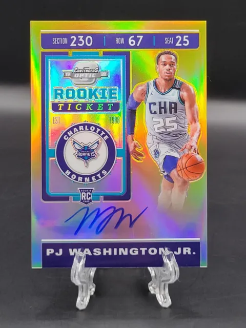 2019-20 Contenders Optic PJ Washington Jr. Gold Rookie Ticket Auto /10 #103 P.J.