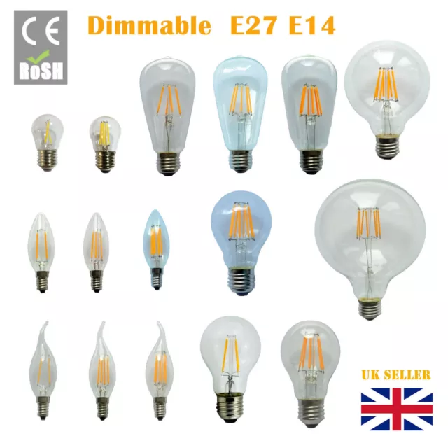 Dimmable B22 E27 E14 2/4/6/8W 12W LED Edison Retro Filament Light Lamp Bulb