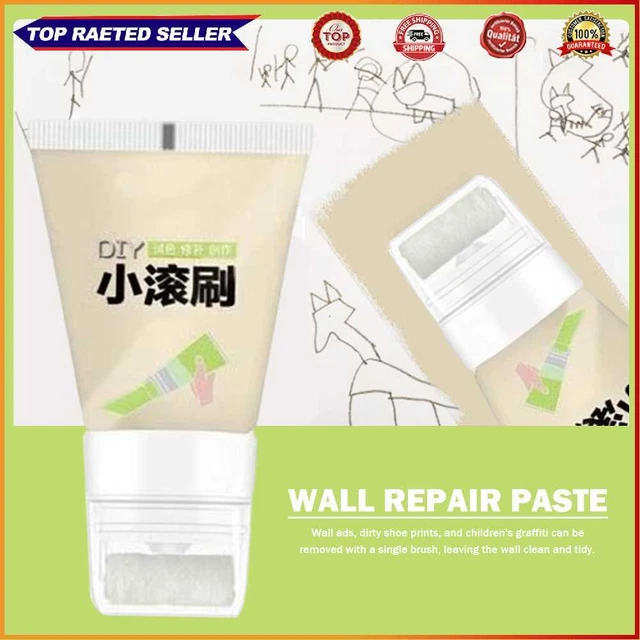 Cepillo enrollable pintura látex crema de reparación de pared inodora para uso doméstico (amarillo)
