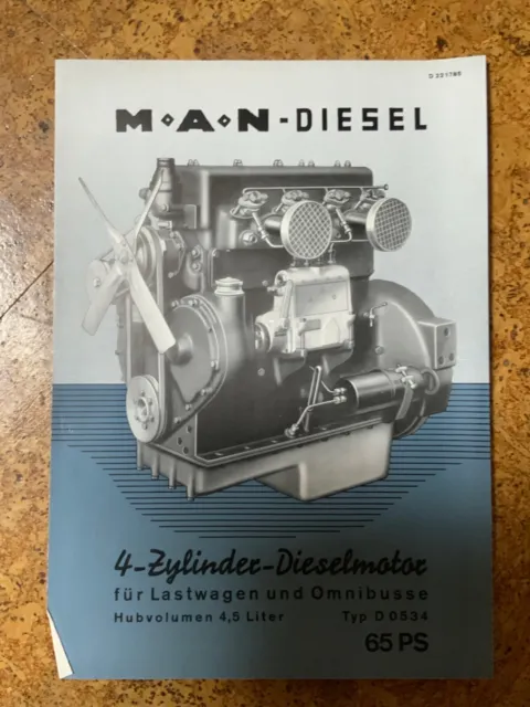 Werbeprospekt antik, MAN-Diesel 6 Zylinder-Dieselmotor ca. 1937