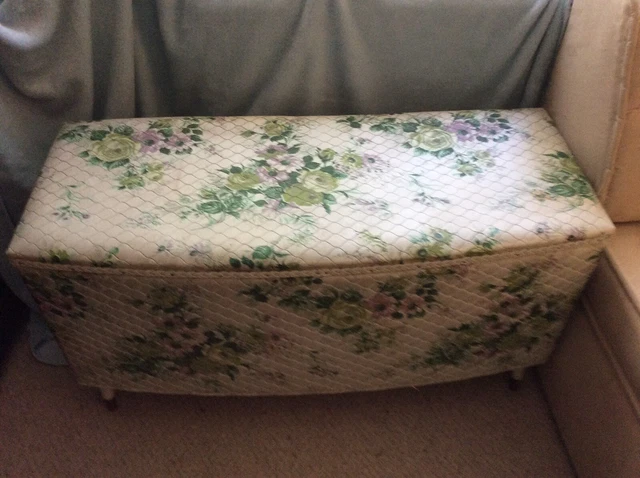 Upcycled lloyd loom ottoman deals