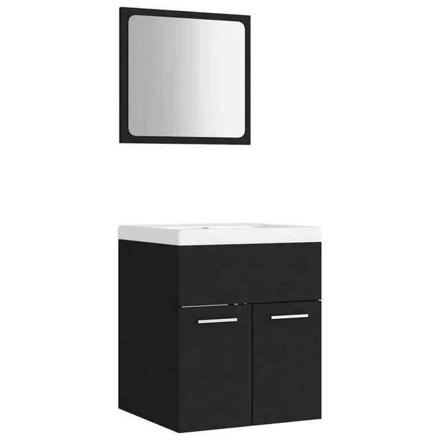 BATHROOM FURNITURE SET Black Engineered Wood £261.80 PicClick UK