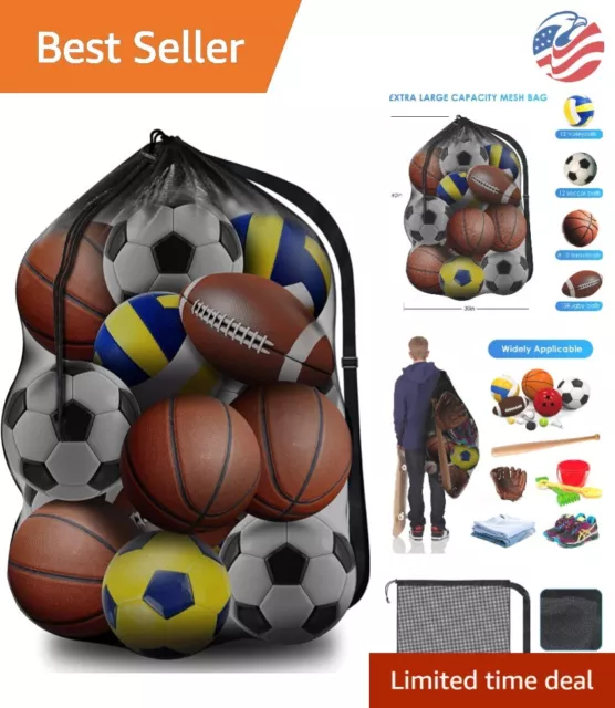 Durable Sports Ball Bag - XL Mesh - Holds Soccer, Football, Volleyball