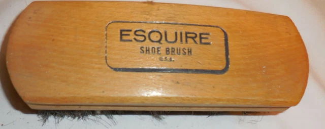 1 Vintage Esquire Shoe Brush Horse hair Wood Handle USA
