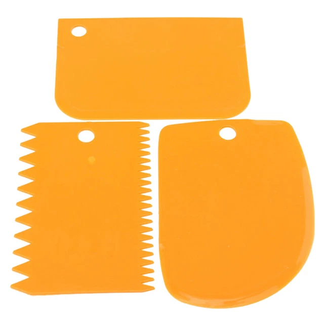 3 pcs plastic dough scraper Icing Fondant Cake Decorating Baking Pastry Tools h