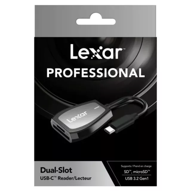 Lexar Professional USB-C Dual-Slot Card Reader LRW470U-RNHNU USH-II SD microSD