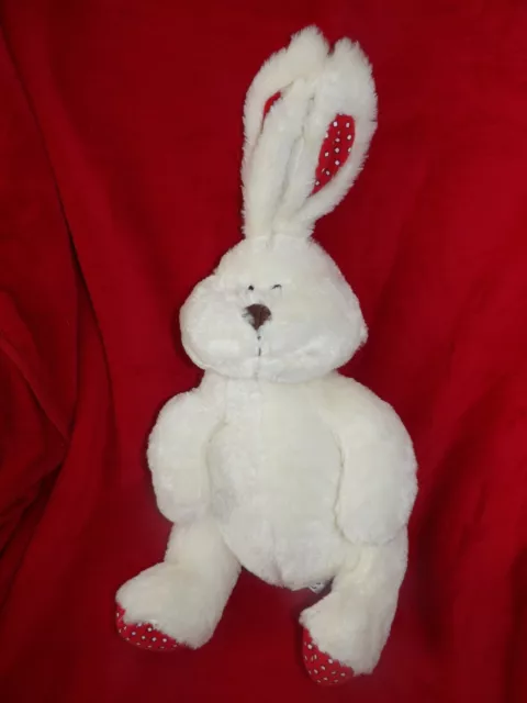 Doudou Peluche PLEIN NORD vm/wb Lapin Crème Pattes Oreilles Rouge Neuf