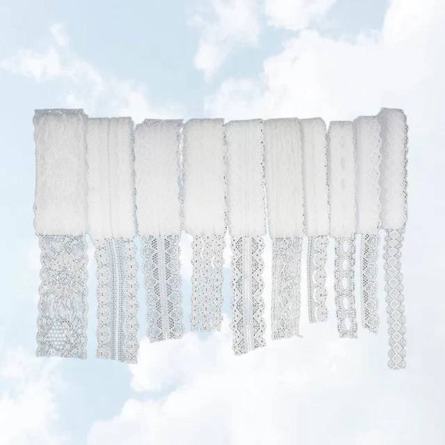 10 pz Tessuto Applique Pizzo Rivestimento Pizzo Ricamato Sposa Bianca