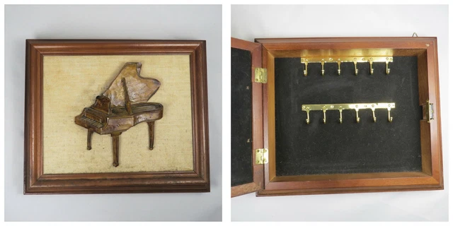 Vintage Key Storage Box Wall Room Door Barn Home Piano Decor Porch Cabinet Wood