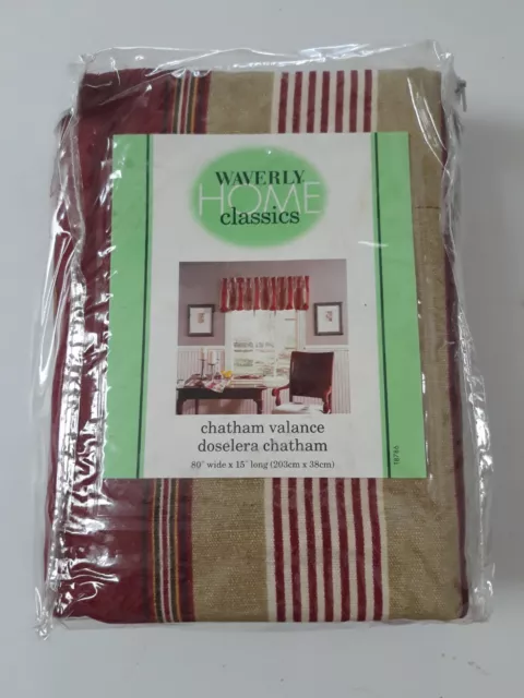 WAVERLY HOME CLASSICS CHATHAM VALANCE Stripe Crimson,  15”x80” ONLY ONE VALANCE