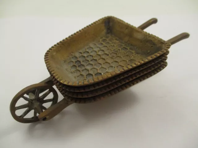 Set of 4 Vintage Stacking Small Ashtray Brass Dish Wheelbarrow Hakuli Israel