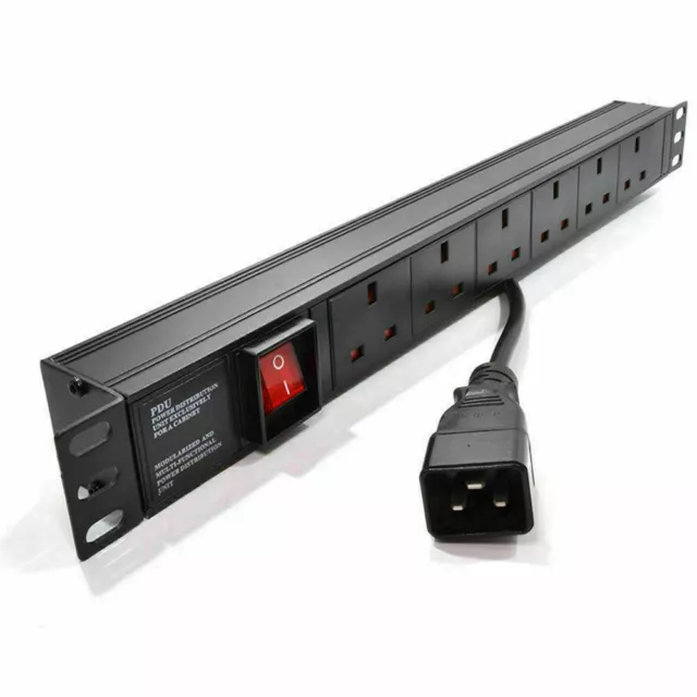 Power Distribution Unit 6 Way UK Plug 19 Horizontal PDU to C20 Plug [007764]