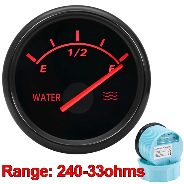 52MM WATER LEVEL Gauge 24033ohms Tank Level Indicator Meter For Marine